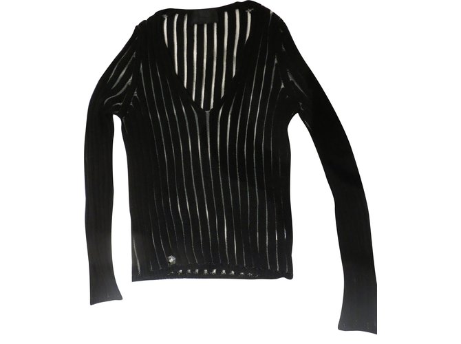 Philipp Plein, suéter negro calado. Algodón Nylon  ref.88508