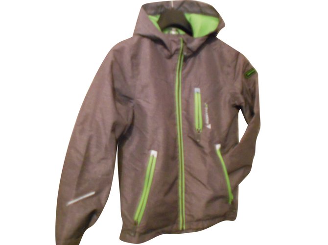 Autre Marque giacca a vento grigio kway e guanti con cappuccio verde neon Poliestere  ref.88535