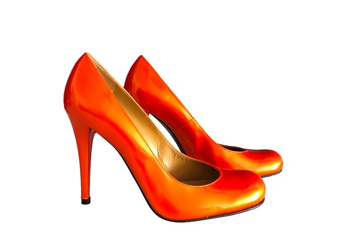Stuart Weitzman Orange Patent Leather Heels