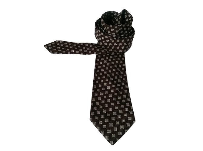 Christian Dior ties Brown Beige Silk  ref.88639