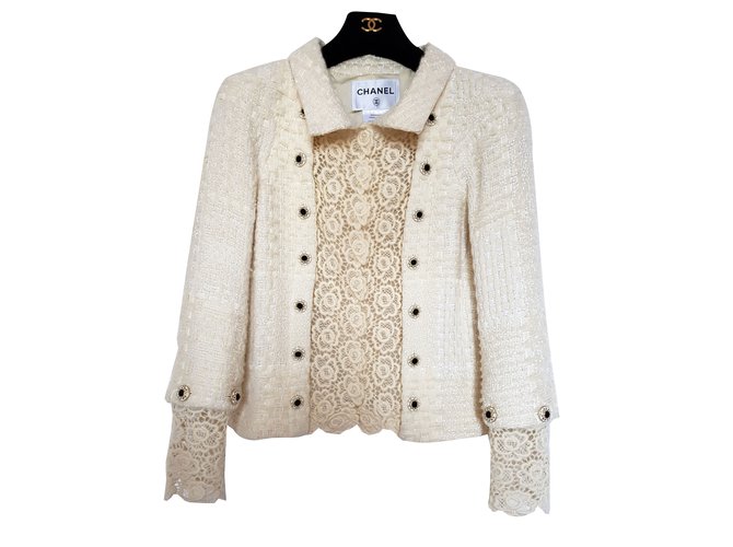 Chanel Tweed jacket Eggshell Cashmere  ref.88677