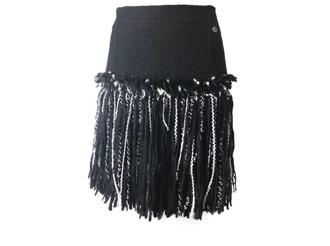 Chanel Skirts Black Wool  ref.88753