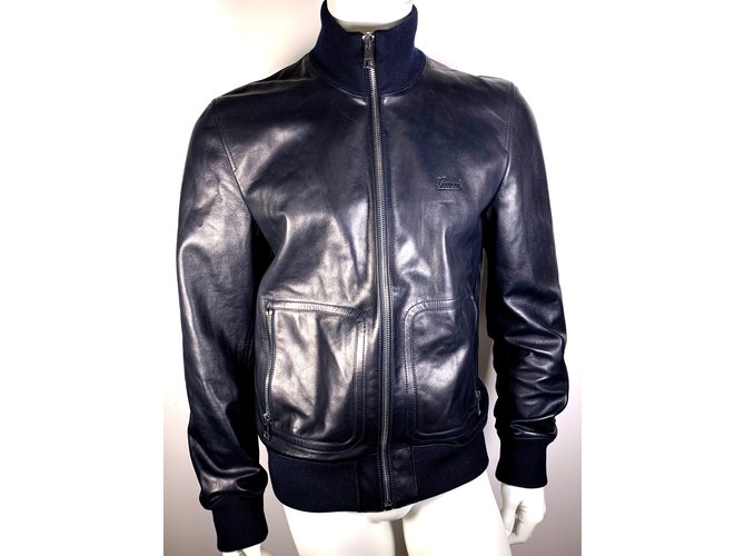 Gucci Bomber jacket Black Leather  ref.88760