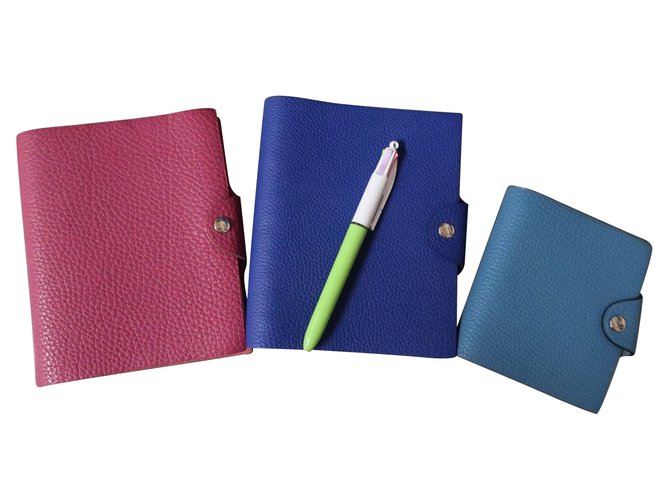 Hermès HERMES - Set aus 3 ULYSSE Notebook-Abdeckungen Blau Leder  ref.88769