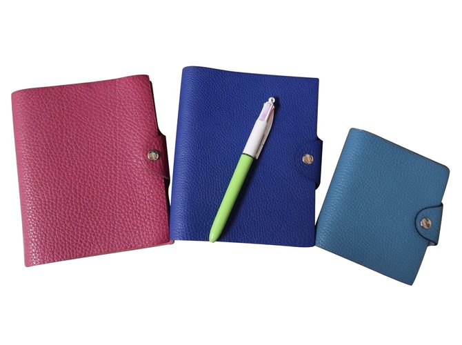 Hermès Set of 3 ulysse notebook covers Blue Leather  ref.88769