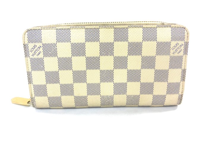 Louis Vuitton Zippy damier azur wallet Beige Eggshell Leather  ref.88778