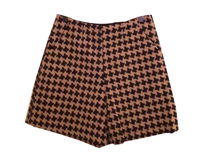 Twin Set Calção Quadriculado Conjunto Houndstooth Marrom Bege