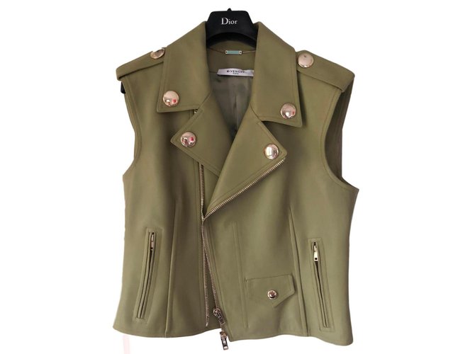 Givenchy Sleeveless leather jacket Green  ref.88829