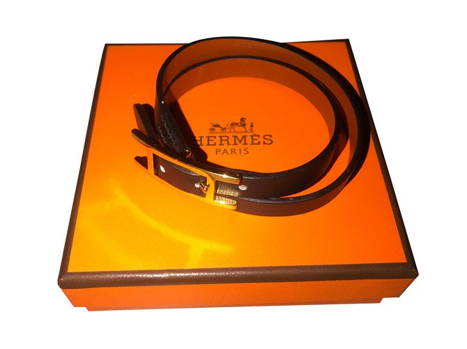 Hermès Double Tour Bracelet réversible noir Cuir  ref.88856