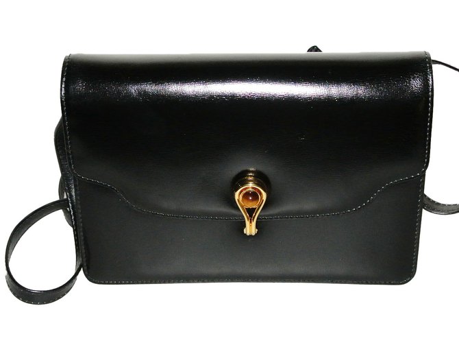 Gucci Petit sac cuir noir Circa 1990 vintage  ref.88872