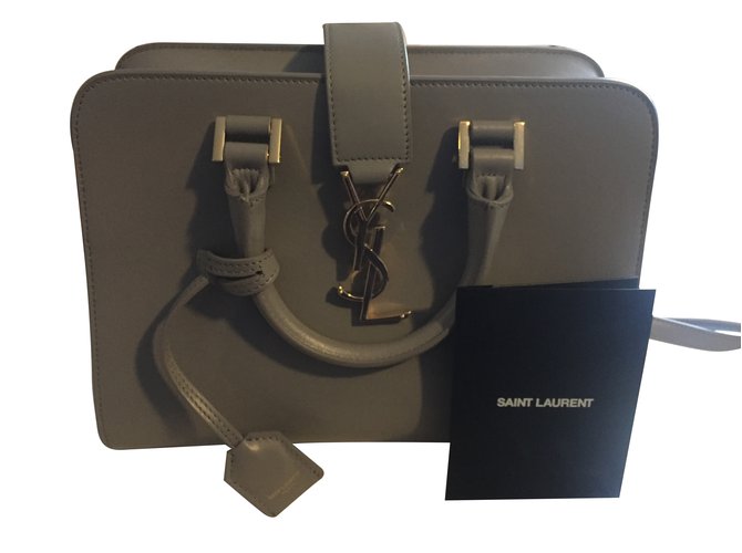 Yves Saint Laurent Monogram Cabas baby leather tote Grey  ref.88915