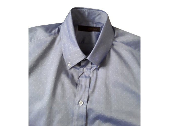 Louis Vuitton 4 L camicia Blu Cotone  ref.106502