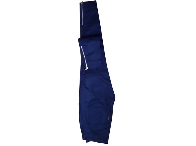 Louis Vuitton Calças cortadas 38 Azul Algodão  ref.88969