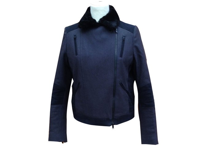 Vanessa Bruno Athe Edição limitada de jaqueta Perfecto Cinza antracite Lã  ref.88975