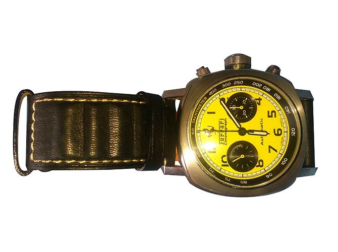 Autre Marque Panerai Ferrari Watch Yellow Dial Leather