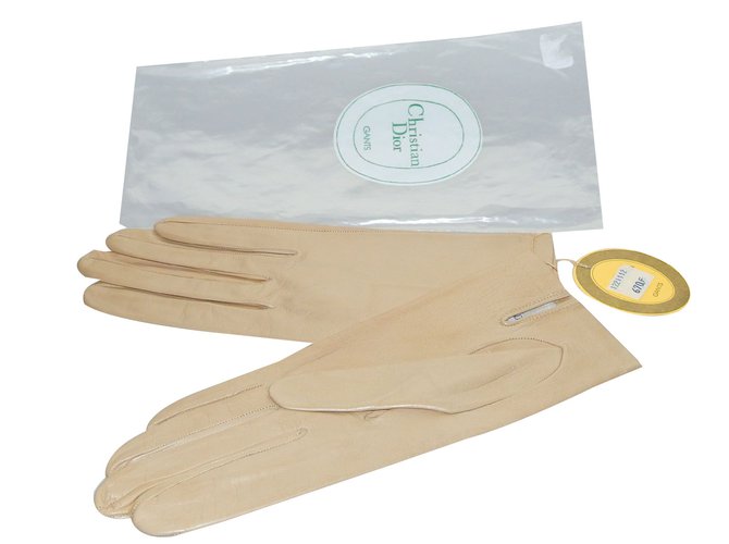 Christian Dior Gloves Beige Leather  ref.89024