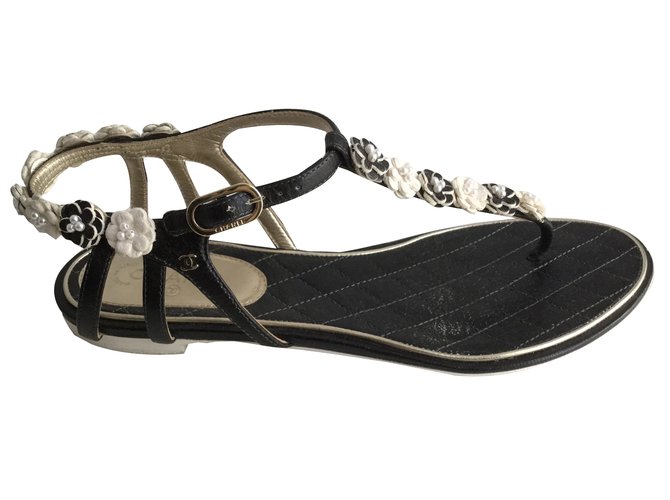 Chanel sandali Nero Pelle  ref.89053