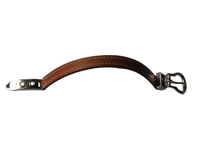 Hermès Bracelet  JAVA en veau de couleur fauve Cuir Marron clair  ref.89072