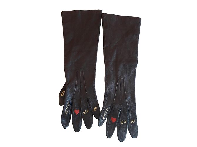 Moschino Luvas em couro decorado '