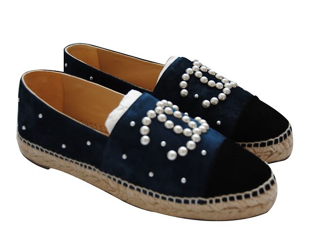 Chanel Espadrilles Black Light blue