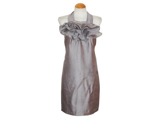 Reiss Vestido de cóctel en mezcla de seda plateada Plata  ref.89105