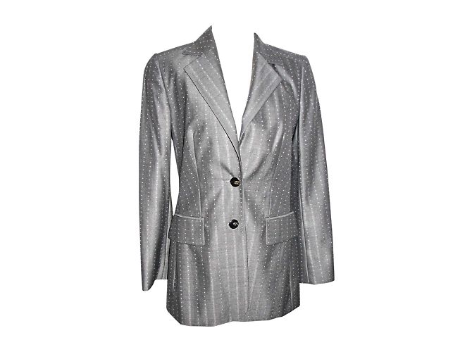 Escada Blazer de seda e lã Cinza
