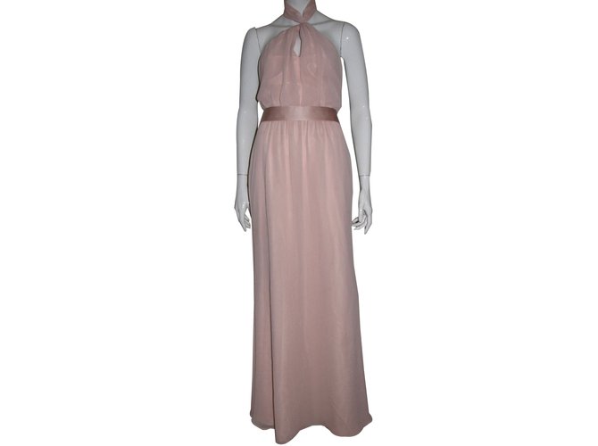 Vera Wang Maids Chiffon Halterneck Gown Peach Polyester  ref.89125