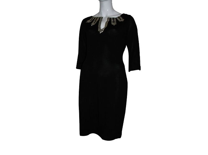 Alice by Temperley Kaia Kleid aus schwarzer Wolle Metallisch