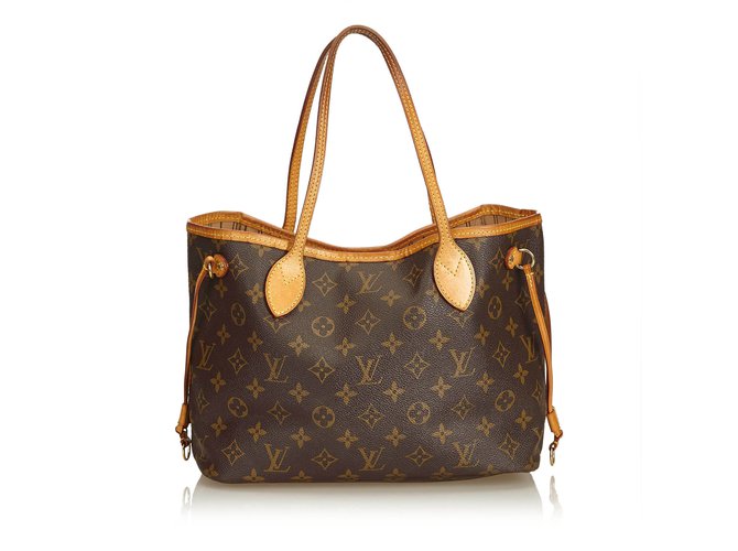 Louis Vuitton Monogram Neverfull PM Brown Leather Cloth  ref.89193