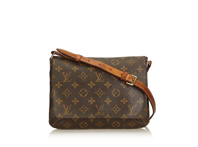 Louis Vuitton Monogram Musette Tango Short Strap Brown Leather Cloth  ref.89200