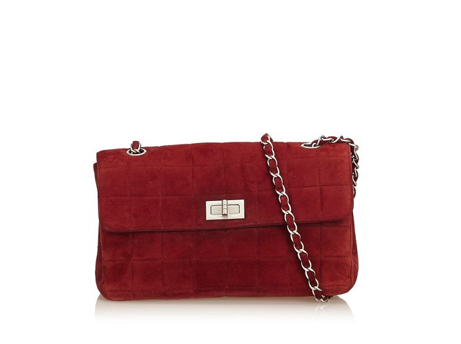 Chanel Suede Leather Choco Bar Reissue Flap Red Dark red ref.89241 - Joli  Closet