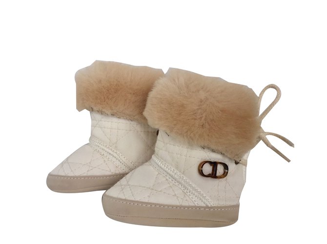 Baby Dior Boots Beige Eggshell Cloth  ref.89301
