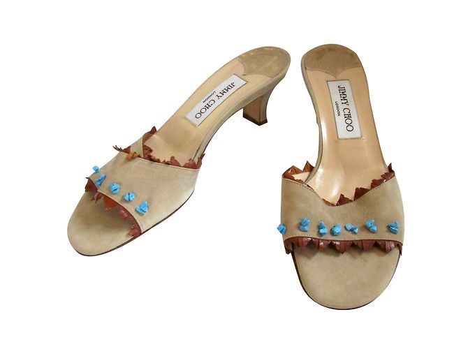Jimmy Choo Suede mules with embellishment Brown Beige