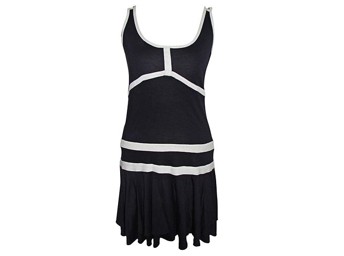 Diane Von Furstenberg DvF Vintage Kleid aus Seidengemisch Weiß Marineblau