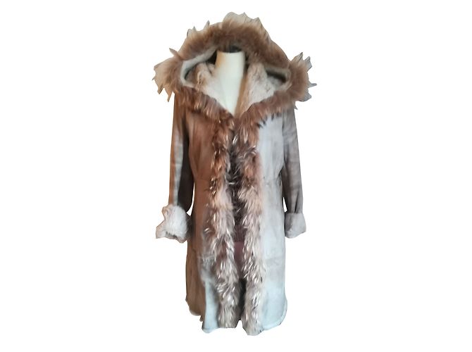 Autre Marque Rabbit fur coat eggshell