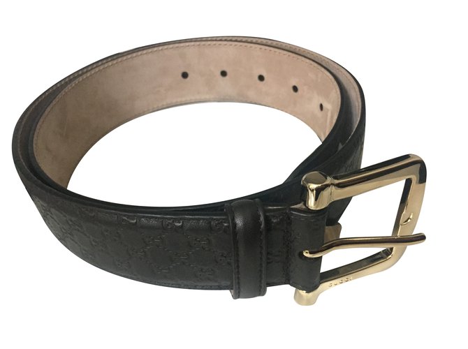 monogram Gucci woman belt Chocolate Leather  ref.89335