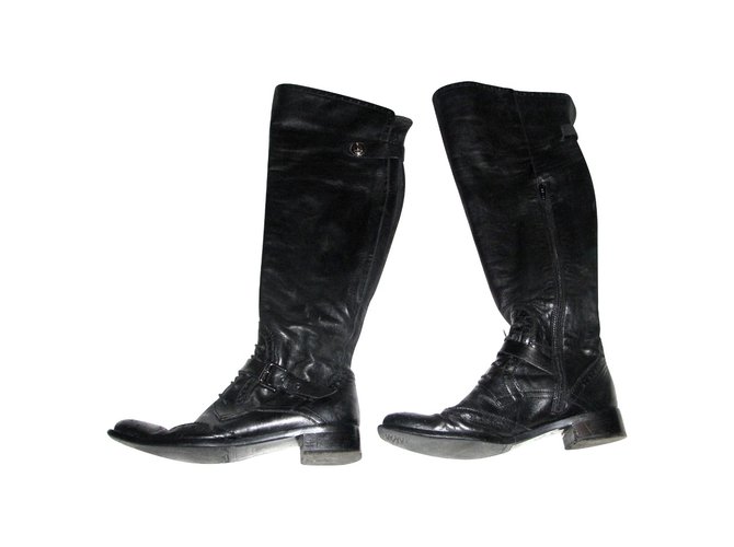 Russell & Bromley Botas Overknee ou Chevalier Preto Couro  ref.89362