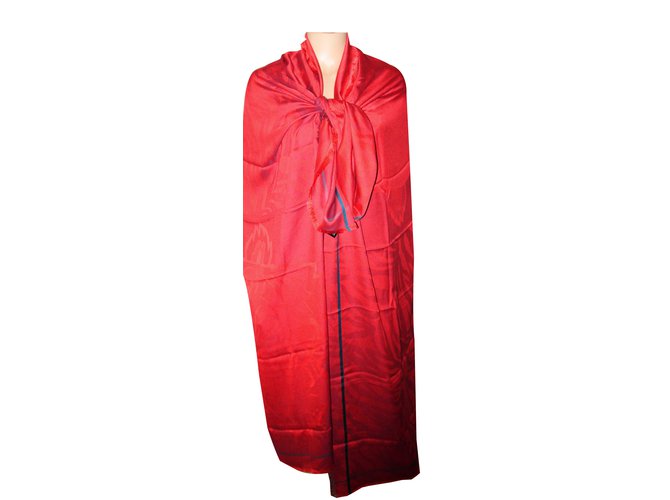 Kenzo large red stole with silk upperr motifs Viscose  ref.89378