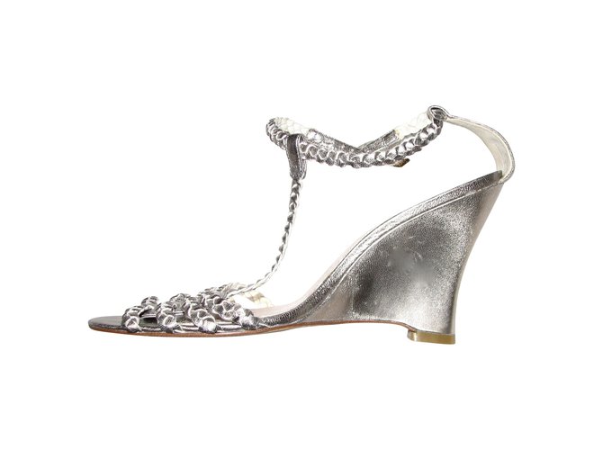 Whistles Silver evening sandals Silvery Leather  ref.89402