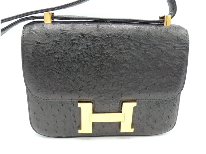 Hermès Constance in ostrich Black Exotic leather  ref.89421