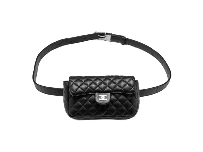 Chanel pochette timeless ceinture noir Cuir  ref.89454