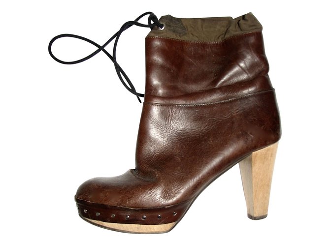 Marni Leather boots Brown  ref.89458