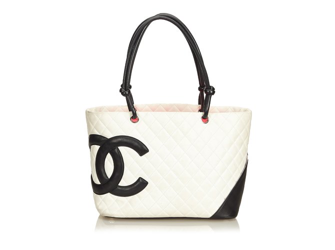 Chanel Cambon Ligne Tote Bag Cuir Noir Blanc  ref.89522