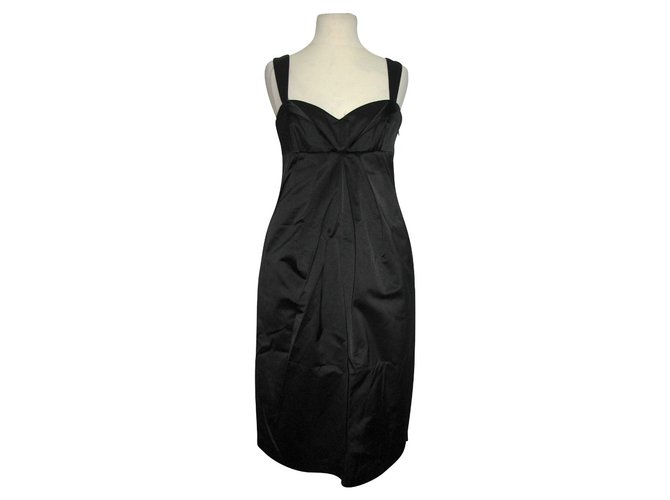 Tara Jarmon Black satin cocktail dress Cotton Polyester  ref.89597