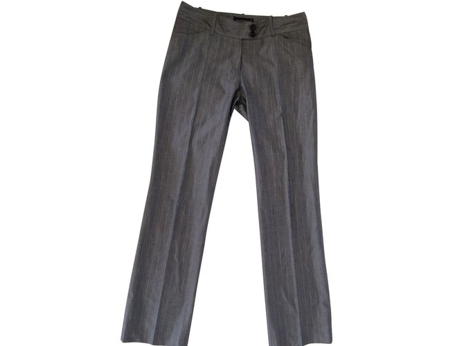 Barbara Bui Pinstriped trousers Grey Cotton  ref.89619