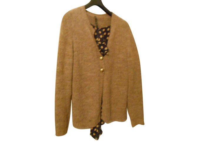 Autre Marque vest with beige and beige polka dot blouse on black size 4 it or 40 fr Wool  ref.89460