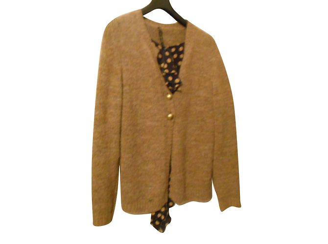 Autre Marque Weste mit beige und beige gepunkteter Bluse auf schwarz Größe 4 it oder 40 fr