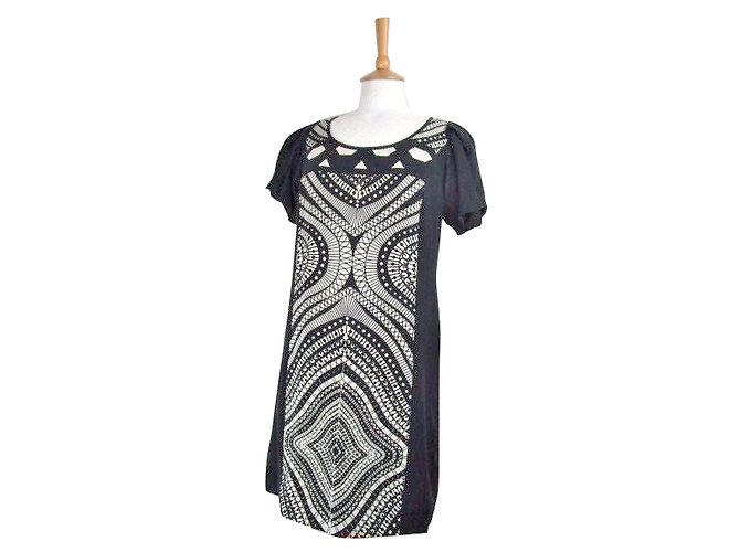 Tibi Vestido de seda blanco y negro