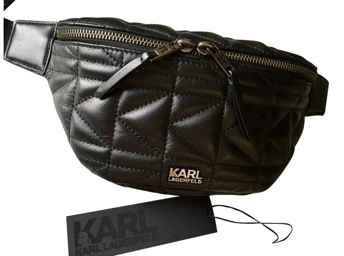 Karl Lagerfeld Sac ceinture Cuir Noir  ref.89596