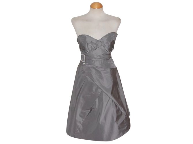 Karen Millen Silver strapless dress Silvery  ref.89603